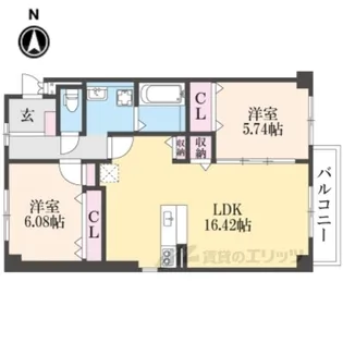 サニーイースト生駒【3階】の間取り