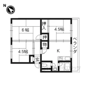 御殿山コーポB【2階】の間取り