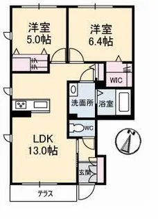 RAINBOW中島 D棟【1階】の間取り