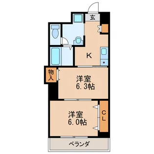 プレステージ名古屋【6階】の間取り