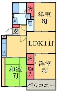 カーサみつわ台A【1階】の間取り