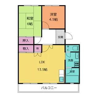 ハイツ鷹ノ羽B棟【1階】の間取り