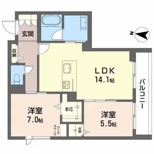 モンジュ広沢【1階】の間取り