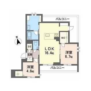 シャーメゾン帯小入口【2階】の間取り