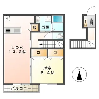 スカイハイツ鈴鹿【2階】の間取り