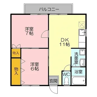 ハイツプラージュ2号館【1階】の間取り
