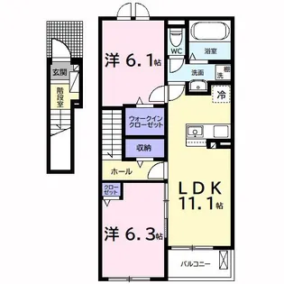 ベルメランジェA【2階】の間取り