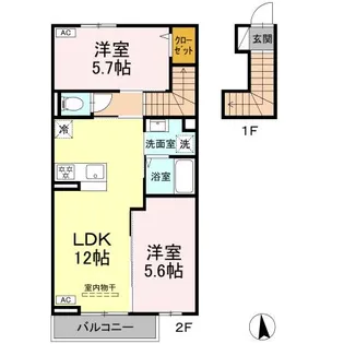 D-ROOM八本松東【2階】の間取り