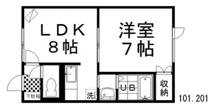 ピュアライフ新富【2階】の間取り