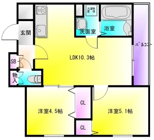 クリエオーレ大正【2階】の間取り