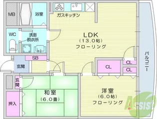 旭レジデンス【3階】の間取り