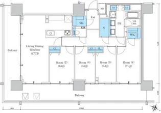 ロイヤルパークスER万代【9階】の間取り