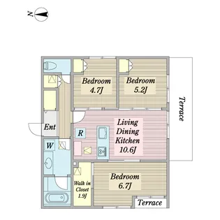 Wisteria茅ケ崎南【1階】の間取り