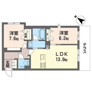 ガーデン片倉【1階】の間取り