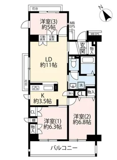 UR牟礼【5階】の間取り