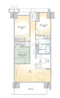 シャリエ清澄白河【3階】の間取り