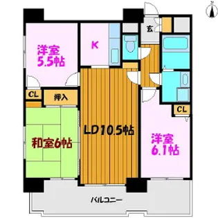 アーバンスクエア郡山【11階】の間取り