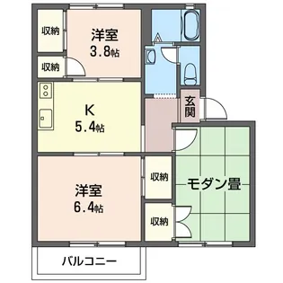 コーポグリーン田辺【2階】の間取り