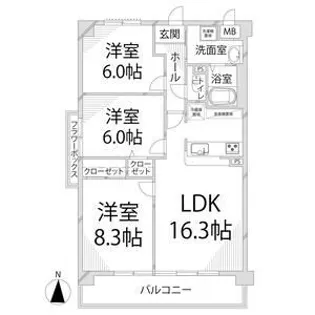 ヒルサイドテラス北平野【2階】の間取り