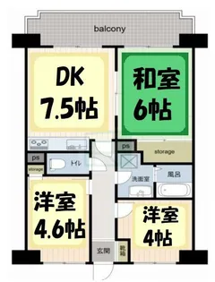 朝日プラザガーデンシティ新越谷団地【7階】の間取り