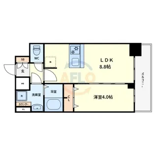 アドバンス大阪ベクエム【9階】の間取り