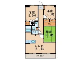 エバーライフ東平尾公園B棟【11階】の間取り