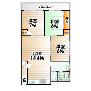 グランドハイツ片野【3階】の間取り