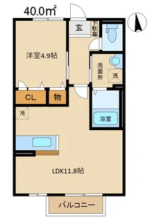 クラヴィエテラス飯塚町【2階】の間取り