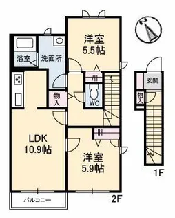 シャルマンラフォーレC棟【2階】の間取り