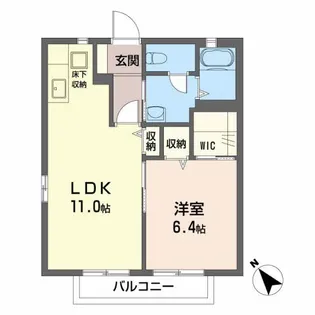 ラルジュ・ハーモニーII【1階】の間取り
