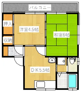 Flat Seiwa2 リノベーションレトロ空間【2階】の間取り
