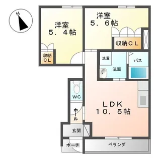 ヴィーブル ハイツ B【1階】の間取り