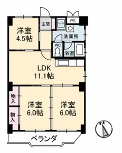 真締川ハイツ【5階】の間取り