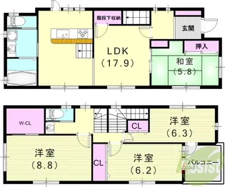 兵庫県西宮市新甲陽町【一戸建】の間取り