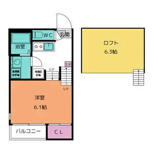 ハーモニーテラス生駒町II【1階】の間取り