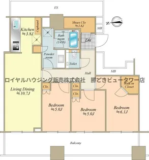 WORLD TOWER RESIDENCE【43階】の間取り