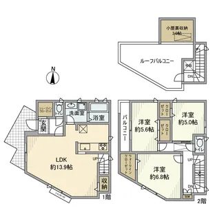 東京都世田谷区宮坂3【一戸建】の間取り