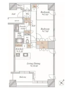 ル・サンク大崎ウィズタワー【25階】の間取り