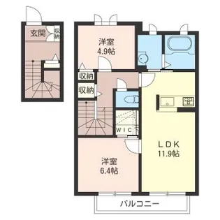 フォルティナート・カーサD【2階】の間取り