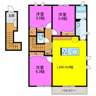 MastTown愛野南A・B【2階】の間取り