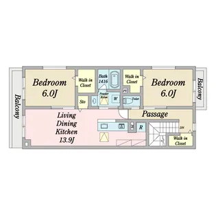 ヴァーダン スクエア Bの間取り
