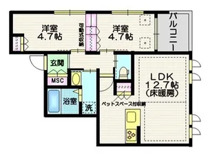 ボヌール西蒲田【3階】の間取り
