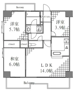 サンリヴァ隅田【3階】の間取り