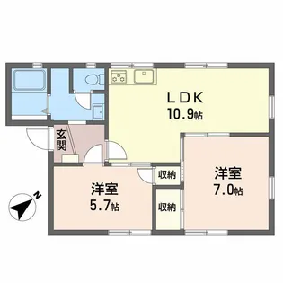 ボンリビェール吉田B【1階】の間取り