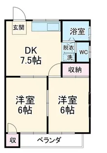 鹿手ハイツ【2階】の間取り
