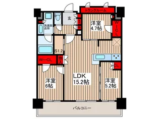 プラウドタワー亀戸クロスゲートタワー【11階】の間取り