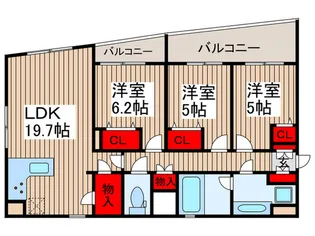プレミスト松戸【8階】の間取り