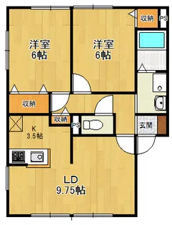 トワヴェール甲陽【1階】の間取り
