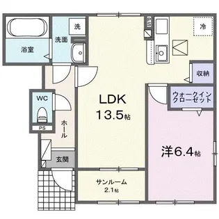 サニー ヴィラB【1階】の間取り