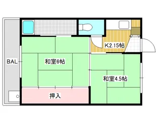 ビレッジハウス法善寺3【1階】の間取り